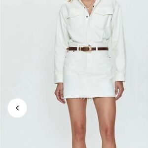 Pistols Nina Mini denim dress. Stylish Cream Denim Dress in eggshell -size small